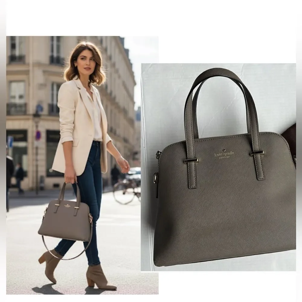 Kate Spade Cedar Street Maise Satchel in a shade of grey or taupe.